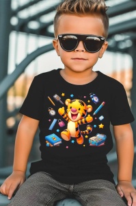 Tricou din bumbac 100% pentru copii, Tigger, Back To School, scoala, educatie, joaca, personaje - Img 6