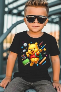 Tricou din bumbac 100% pentru copii, Winnie the Pooh, Back To School, scoala, educatie, joaca, personaje - Img 6
