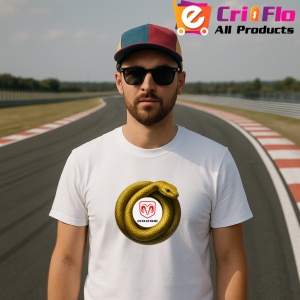 Tricou Dodge Sarpe Galben Asteptand Sa Atace | Unisex Dama si Barbat - Img 2