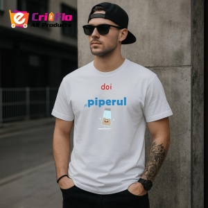 Tricou Doi Ca Si Piperul, din bumbac 100%, tricou alb, Dama | Barbat