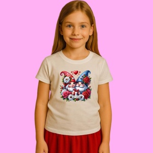 Tricou Doi Gnomi Iubire Cu Trandafiri, din bumbac 100%, tricou alb, Copii | Dama | Barbat - Img 2