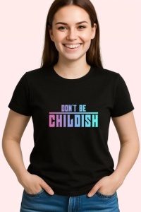 Tricou Dont Be Childish Text Colorat Pastel, din bumbac 100%, tricou negru Copii | Dama | Barbat