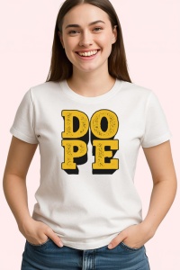 Tricou Dope Text Galben 3D V1, din bumbac 100% , tricou alb pentru Copii | Dama | Barbat - Img 2
