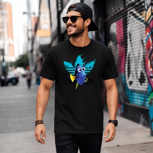Tricou Dory Nemo Logo Paint Splash Albastru Urban Fish Design, din bumbac 100%, tricou negru, Copii | Dama | Barbat - Img 5