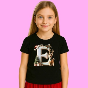 Tricou E Litere Craciun Cu Ren, Brad, Luminite Si Cadouri, din bumbac 100% Copii | Dama | Barbat