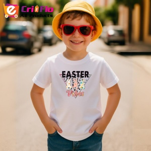 Tricou Easter Vibes Urechi Iepure Flori Colorate, din bumbac 100% , tricou alb pentru Copii | Dama | Barbat - Img 4