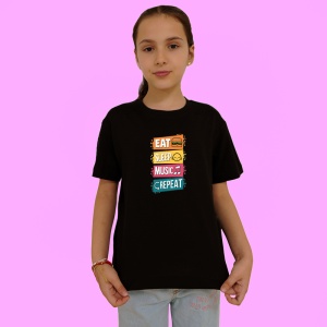 Tricou Eat Sleep Music Repeat, Copii | Dama | Barbat, culoare negru - Img 3