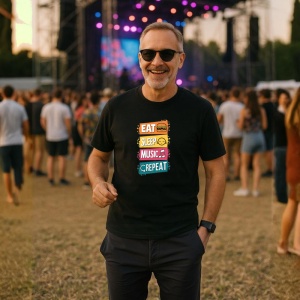Tricou Eat Sleep Music Repeat, Copii | Dama | Barbat, culoare negru - Img 4