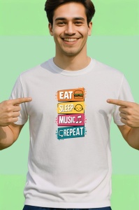 Tricou Eat Sleep Music Repeat, Copii | Dama | Barbat - Img 2