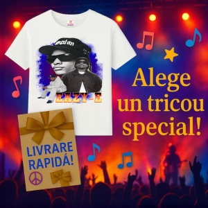 Tricou Eazy-E - Blue Background, muzica Hip-Hop / Rap, Dama | Barbat | Copii - Img 6