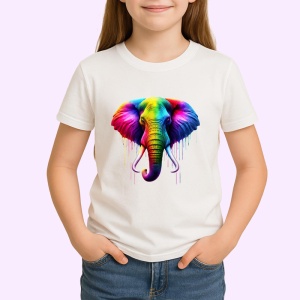 Tricou Elefant multicolor in stil modern abstract Copii | Dama | Barbat - Img 4