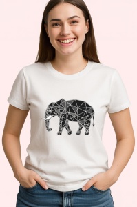 Tricou Elefant Negru Abstract Stil Cubic, Copii | Dama | Barbat