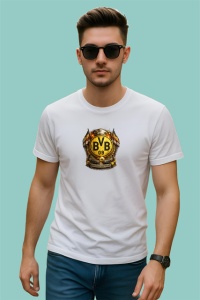 Tricou Emblema Borussia Dortmund Bvb Fotbal Germania, din bumbac 100% , tricou alb pentru Copii | Dama | Barbat - Img 3
