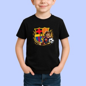Tricou Emblema Fc Barcelona Fotbal Minge Spania, din bumbac 100%, tricou negru Copii | Dama | Barbat - Img 2