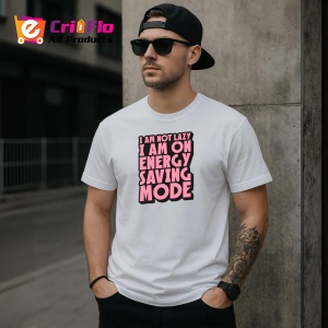 Tricou Energy Saving Mode Funny, din bumbac 100%, tricou alb, Dama | Barbat