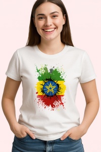 Tricou Ethiopia Steag Splash Art, Copii | Dama | Barbat
