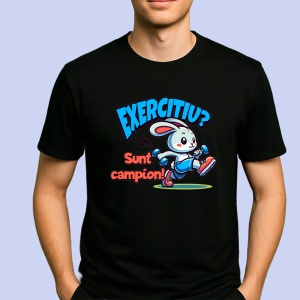 Tricou Exercitiu, oh sunt campion! Negru, Copii | Dama | Barbat