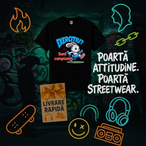 Tricou Exercitiu, oh sunt campion! Negru, Copii | Dama | Barbat - Img 4