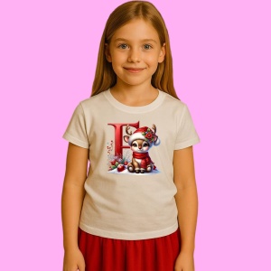 Tricou F Litera Craciun Cu Ren Si Fulgi, din bumbac 100% Copii | Dama | Barbat - Img 2