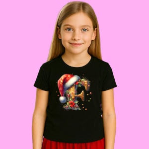 Tricou F Litere Alfabet Craciun Impodobite Cu Decoratiuni, din bumbac 100% Copii | Dama | Barbat