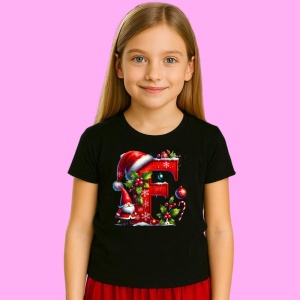 Tricou F Litere Craciun Cu Spiridus Si Caciula Mos, din bumbac 100% Copii | Dama | Barbat - Img 3