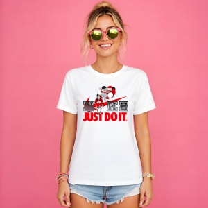 Tricou Fata Anime Street Fashion Rosu Negru Sneaker Head Balloons Design Urban, din bumbac 100% Copii | Dama | Barbat - Img 3