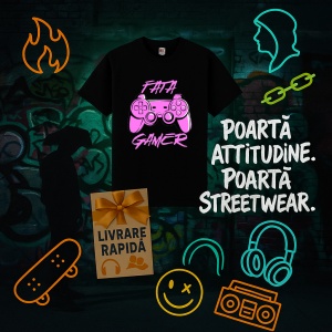 Tricou Fata gamer Negru, Copii | Dama | Barbat - Img 10