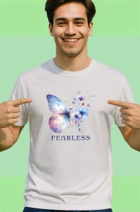 Tricou Fearless fluture albastru pastel cu flori delicate Copii | Dama | Barbat Barbat - Img 2