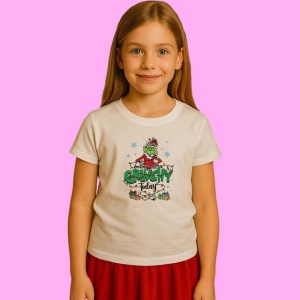 Tricou Feeling Extra Grinchy Today Christmas Design, din bumbac 100%, tricou alb, Copii | Dama | Barbat - Img 2