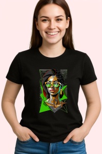 Tricou Femeie Cu Ochelari Stil Abstract, Copii | Dama | Barbat, culoare negru - Img 3
