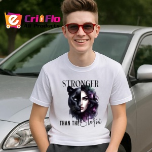 Tricou Femeie puternica cu pantera neagra mesaj motivational stronger than the storm Copii | Dama | Barbat Barbat - Img 6