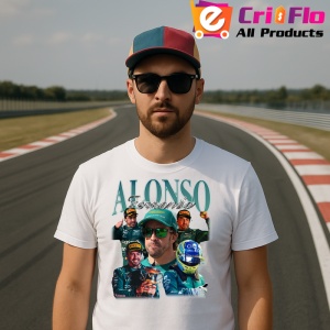 Tricou Fernando Alonso Portret Cu Ochelari Echipa Aston Martin, Copii | Dama | Barbat