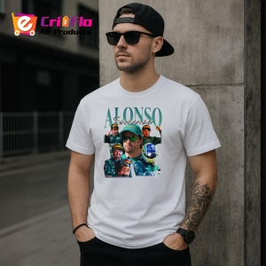 Tricou Fernando Alonso Portret Cu Ochelari Echipa Aston Martin, Copii | Dama | Barbat - Img 5