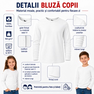 Tricou Fete Mânecă Lungă din Bumbac 100% bluza simpla copii - Img 5