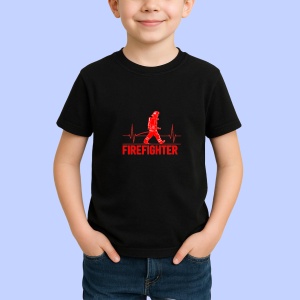 Tricou Firefighter ritm cardiac Negru, Copii | Dama | Barbat