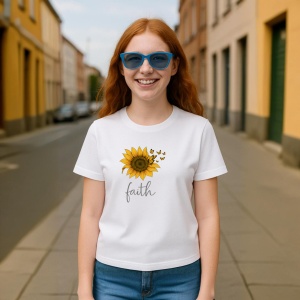 Tricou Floarea soarelui cu fluturi - Copii | Dama | Barbat - Img 2