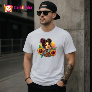 Tricou flower crown blue hair tattooed girl, fata tatuata cu coronita si par albastru, Copii | Dama | Barbat - Img 4