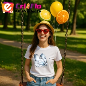 Tricou Fluture alb sidefat cu aripi rotunjite simplu si delicat Copii | Dama | Barbat Barbat - Img 8