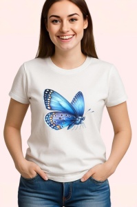 Tricou Fluture albastru cu aripi deschise si buline elegante Copii | Dama | Barbat Barbat - Img 3