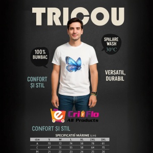 Tricou Fluture albastru cu aripi deschise si buline elegante Copii | Dama | Barbat Barbat - Img 6
