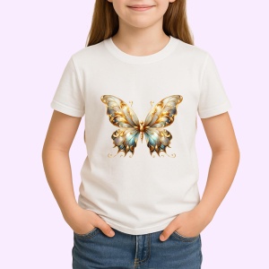 Tricou Fluture auriu cu turcoaz in stil baroc luxuriant Copii | Dama | Barbat Barbat