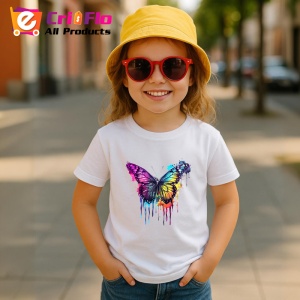 Tricou Fluture colorat in stil pop art fundal alb Copii | Dama | Barbat - Img 11