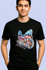 Tricou Fluture colorat realist cu detalii de insecta naturala Copii | Dama | Barbat Barbat - Img 5
