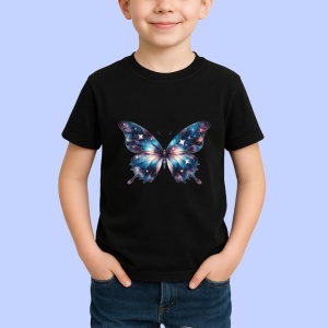 Tricou Fluture galaxie cu efect cosmic in nuante de albastru Copii | Dama | Barbat Barbat - Img 5