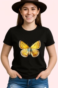 Tricou Fluture galben cald cu albastru pastel design simetric Copii | Dama | Barbat Barbat - Img 7