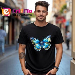 Tricou Fluture galben si albastru intens cu buline simetrice Copii | Dama | Barbat Barbat - Img 18