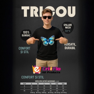 Tricou Fluture galben si albastru intens cu buline simetrice Copii | Dama | Barbat Barbat - Img 19