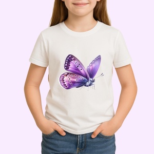 Tricou Fluture mov pastel cu accente albe si tonuri fine Copii | Dama | Barbat Barbat