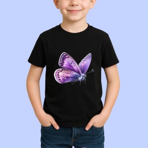 Tricou Fluture mov pastel cu accente albe si tonuri fine Copii | Dama | Barbat Barbat - Img 5