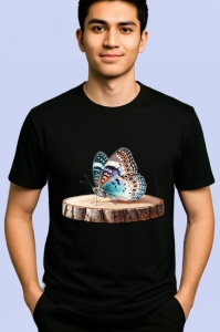 Tricou Fluture pe buturuga stil rustic cu nuante naturale Copii | Dama | Barbat Barbat - Img 4
